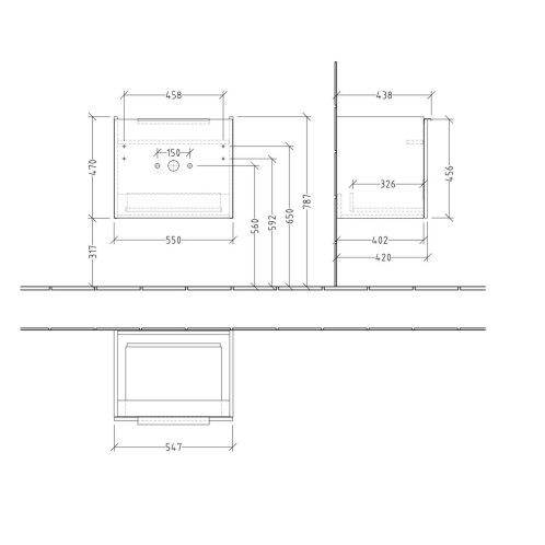 Villeroy & Boch Architectura - Umývadlová skrinka, 55x47x44 cm, 1 zásuvka, biela B88700VS