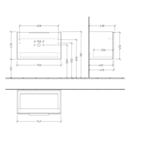 Villeroy & Boch Architectura - Umývadlová skrinka, 75x47x44 cm, 1 zásuvka, biela B89200VS