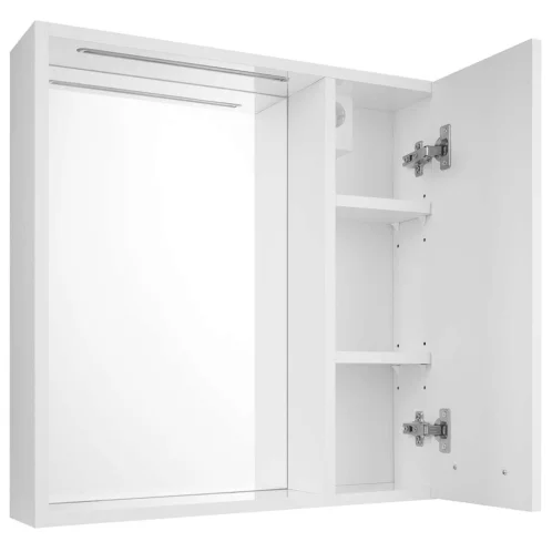 Aqualine Zoja - Zrkadlová skrinka s LED osvetlením, 60x60x14 cm, 1 dvierka, pravá, biela 45022S