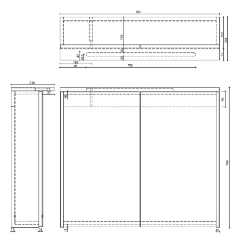 Aqualine KAWA - Zrkadlová skrinka s LED osvetlením 90x70x22 cm, 2 dvierka, biela WGL90S