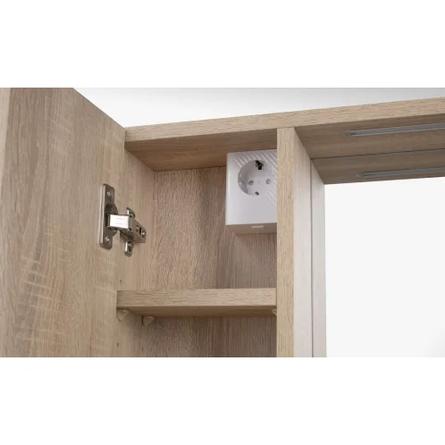 Aqualine Zoja - Zrkadlová skrinka s LED osvetlením, 60x60x14 cm, 1 dvierka, ľavá, dub platin 45027S