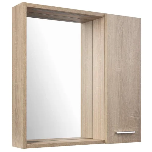 Aqualine Zoja - Zrkadlová skrinka s LED osvetlením, 60x60x14 cm, 1 dvierka, pravá, dub platin 45028S