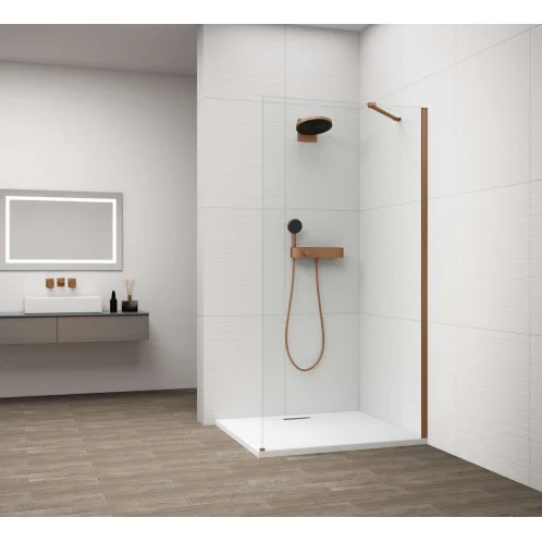 Polysan Esca - Sprchová stena Walk-In 80x210 cm, Antidrop, sklo číre/meď mat ES1080-09