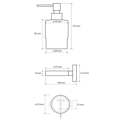 Sapho X-Round - Dávkovač tekutého mydla Copper, mliečne sklo, matná meď XR103PG