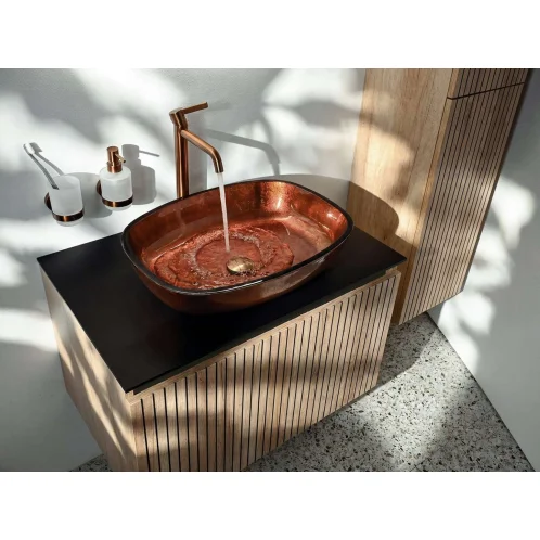 Sapho X-Round - Dávkovač tekutého mydla Copper, mliečne sklo, matná meď XR103PG