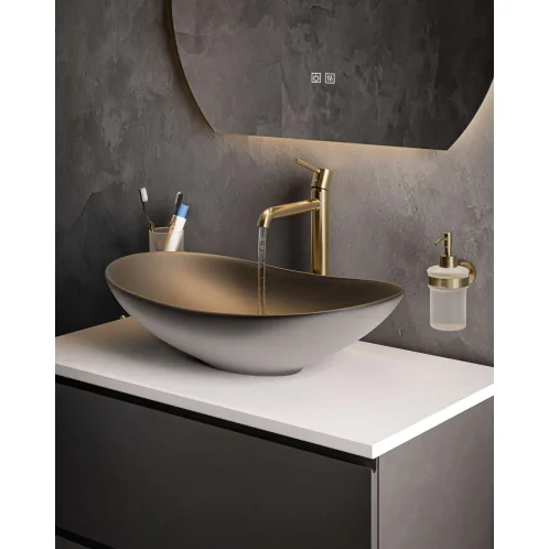 kielle Oudee - Dávkovač mydla s držiakom, matné sklo/brushed gold 40102036