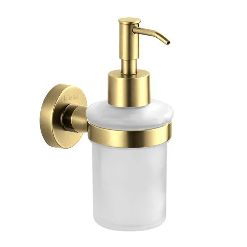 kielle Oudee - Dávkovač mydla s držiakom, matné sklo/brushed gold 40102036