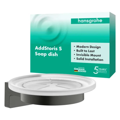 Hansgrohe AddStoris S - Mydlovnička s držiakom, matné sklo/kefovaný čierny chróm 41766340