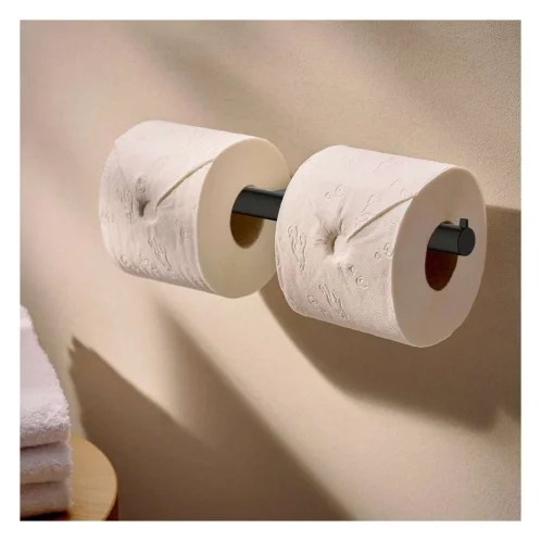 Hansgrohe AddStoris S - Držiak toaletného papiera dvojitý, kefovaný čierny chróm 41768340