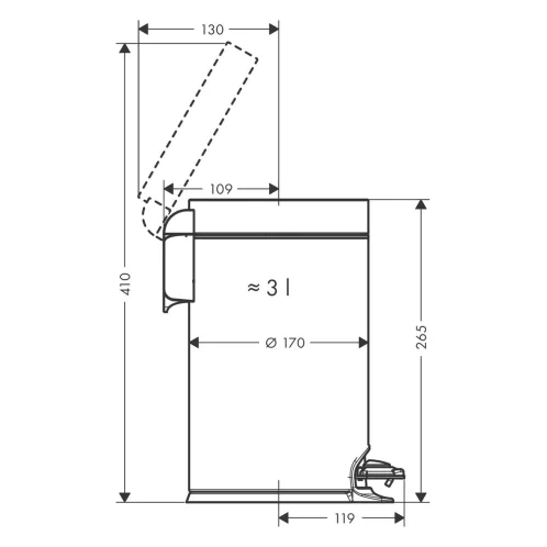 Hansgrohe AddStoris - Odpadkový kôš 3 l, Soft Close, kefovaný čierny chróm 41775340