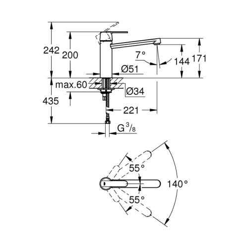 Grohe Get - Drezová batéria, chróm 30196000