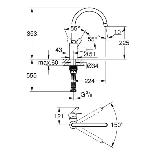 Grohe Get - Drezová batéria, chróm 31494001