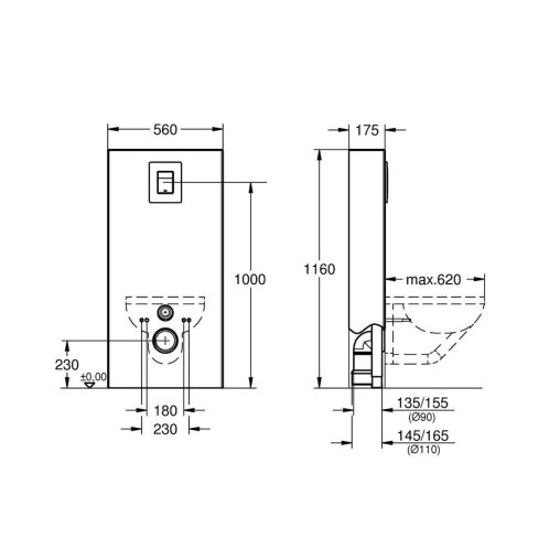 Grohe Solido - Sanitárny modul na WC s tlačidlom Skate Cosmopolitan, biela/chróm 39377LS0