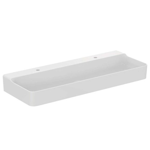 Ideal Standard Conca Ceram - Dvojumývadlo na dosku, 120x45 cm, bez prepadu, otvory na batérie, biela T384401