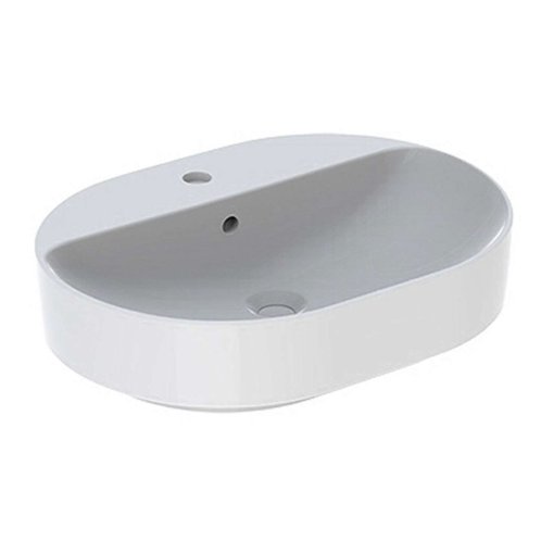 Geberit VariForm - Umývadlo na dosku, 60x45 cm, s prepadom, otvor na batériu, biela 500.777.01.2