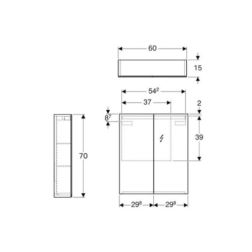 Geberit Option - Zrkadlová skrinka s osvetlením, 60x70x15 cm 500.582.00.1