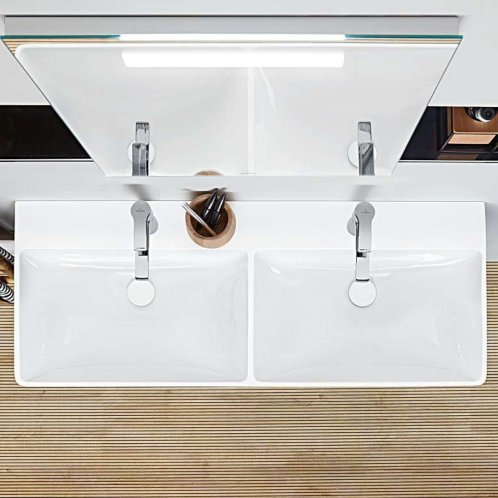 Villeroy & Boch Avento - Dvojumývadlo nábytkové, 120x47 cm, s prepadom, otvory na batérie, CeramicPlus, Stone White 4A23CKRW