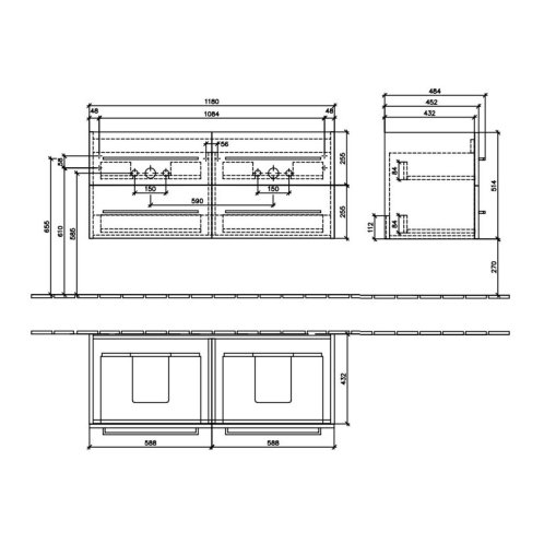 Villeroy & Boch Avento - Umývadlová skrinka, 118x51x45 cm, 4 zásuvky, Stone Oak A89300RK