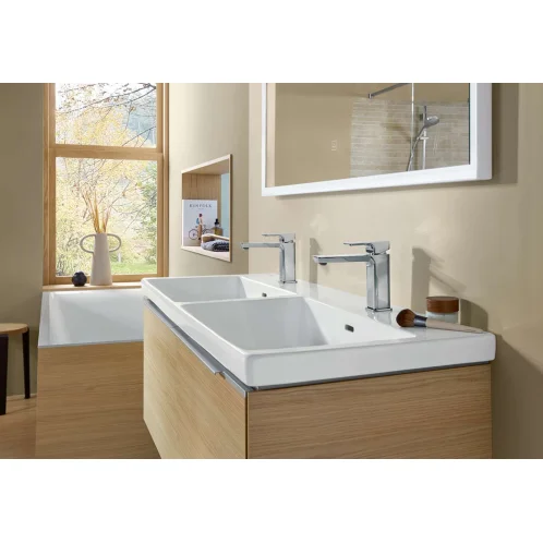 Villeroy & Boch Subway 3.0 - Dvojumývadlo nábytkové, 130x47 cm, s prepadom, otvory na batérie, CeramicPlus, alpská biela 4A71D5R1