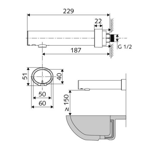 Schell Modus - Elektronická umývadlová batéria E, HD-K, na 1 druh vody, batériové napájanie, chróm 019530699