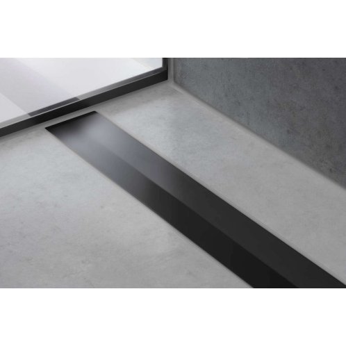 Hansgrohe RainDrain Flex - Lineárny sprchový žľab s nerezovým roštom 1000, do priestoru, skrátiteľný, matná čierna 56046670