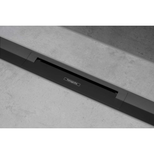 Hansgrohe RainDrain Flex - Lineárny sprchový žľab s nerezovým roštom 1000, do priestoru, skrátiteľný, matná čierna 56046670
