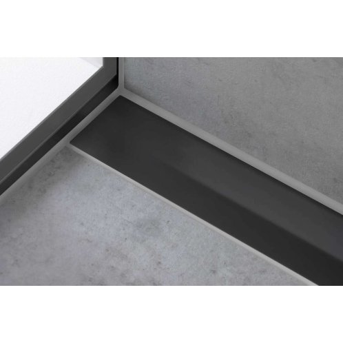 Hansgrohe RainDrain Flex - Lineárny sprchový žľab s nerezovým roštom 900, k stene, skrátiteľný, matná čierna 56052670