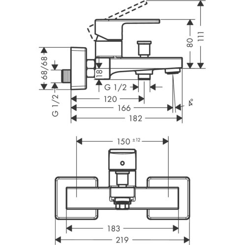 Hansgrohe Vernis Shape - Vaňová batéria, matná čierna 71450670