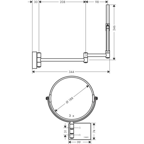 Hansgrohe AddStoris - Kozmetické nástenné zrkadlo, matná čierna 41791670