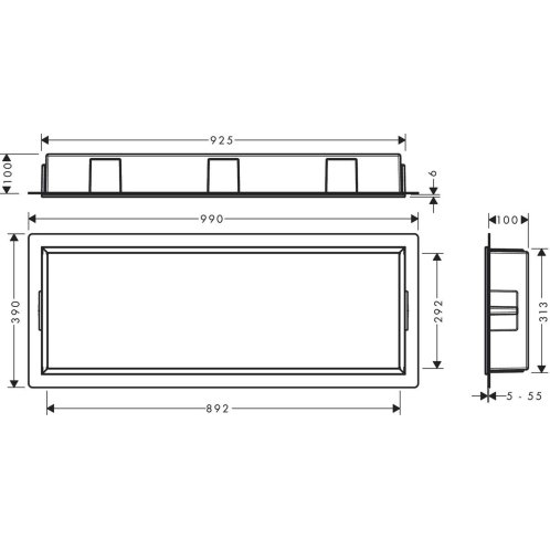 Hansgrohe XtraStoris Original - Výklenok do steny s rámom, 30x90x10 cm, matná biela 56067700