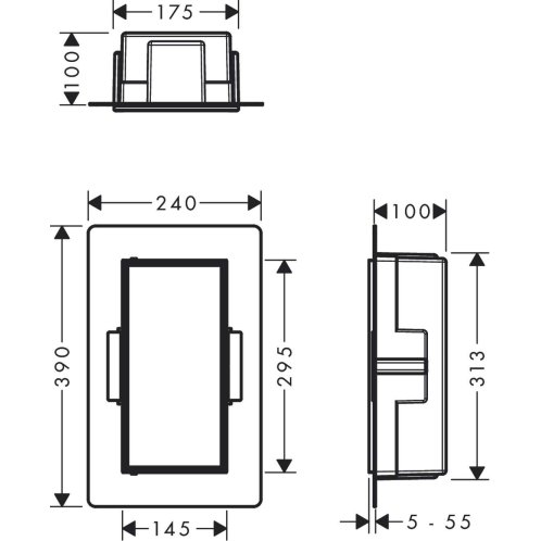 Hansgrohe XtraStoris Rock - Výklenok do steny, s dvierkami, 30x30x10 cm, matná biela 56085700