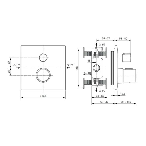 Ideal Standard CeraTherm - Termostatická sprchová batéria pod omietku, Silver Storm A6956GN