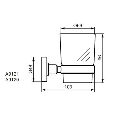 Ideal Standard IOM - Pohárik na zubné kefky a pastu s držiakom, čierna/satinované sklo A9120XG