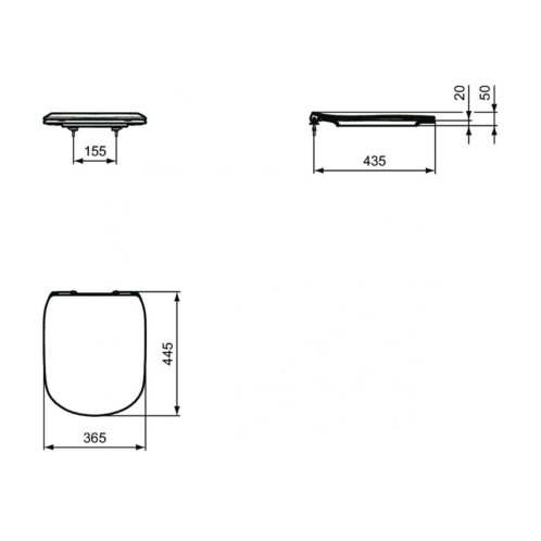 Ideal Standard Tesi - WC doska ultra plochá, SoftClose, čierna T3527V3