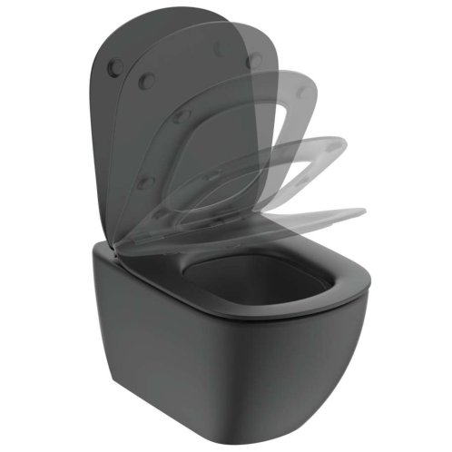 Ideal Standard Tesi - WC doska ultra plochá, SoftClose, čierna T3527V3