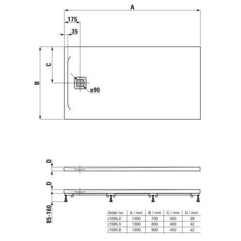 Laufen Pro - Sprchová vanička 130x90 cm, biela H2159580000001