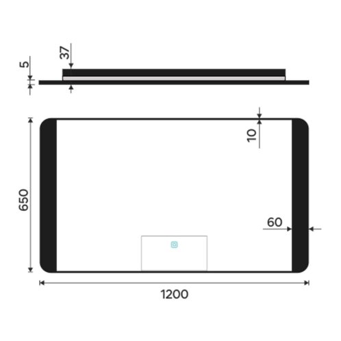 Nimco - Zrkadlo s LED osvetlením, 120x65 cm, dotykový senzor, hliník/čierna ZPC 42006V-90
