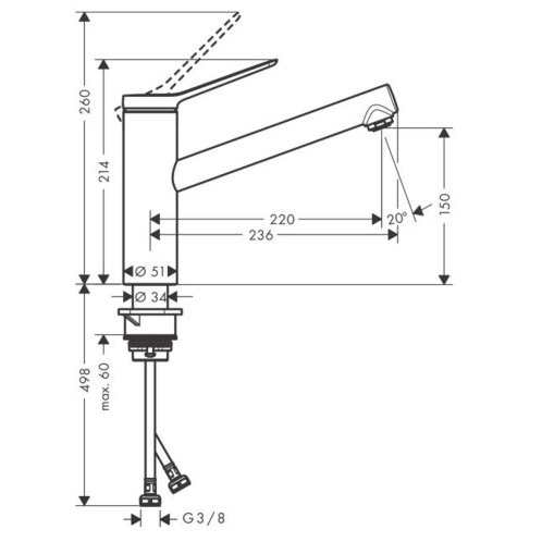Hansgrohe Zesis M33 - Drezová batéria 150, EcoSmart, chróm 74811000