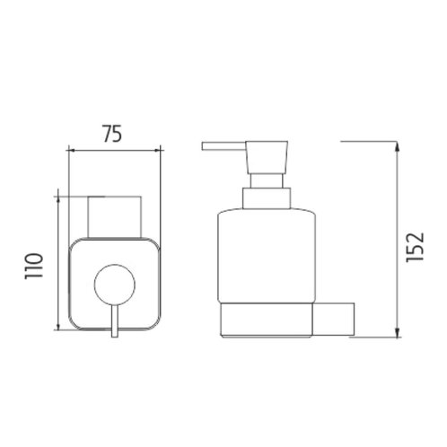 Nimco Kibo - Dávkovač mydla keramický, s držiakom, 250 ml, biela/čierny mat Ki-14031K-T-90
