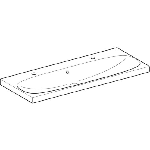 Geberit Acanto - Dvojumývadlo, 120x48 cm, s prepadom, 2 otvory na batérie, KeraTect, biela 501.880.00.2