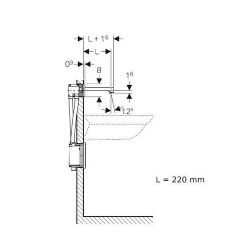 Geberit Brenta - Elektronická termostatická umývadlová batéria pod omietku, dĺžka 220 mm, napájanie z batérie, chróm 116.298.21.1