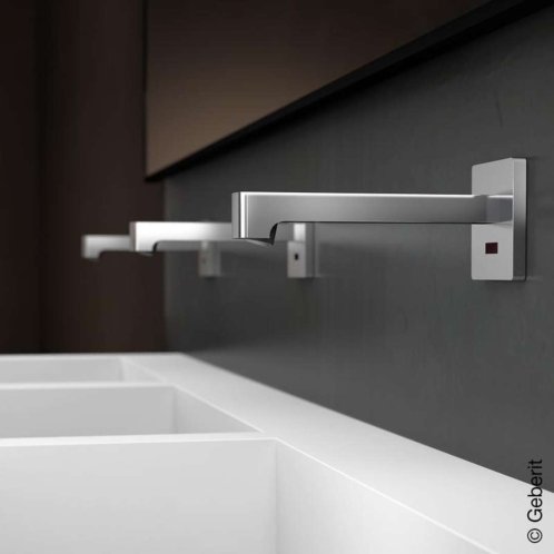 Geberit Brenta - Elektronická termostatická umývadlová batéria pod omietku, dĺžka 220 mm, napájanie z batérie, chróm 116.298.21.1