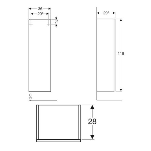 Geberit Smyle Square - Skrinka vysoká, 118x36 cm, orech 500.361.JR.1