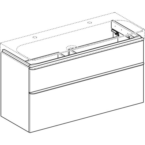 Geberit Smyle Square - Umývadlová skrinka, 118x47x62 cm, 2 zásuvky, lesklá biela/matná biela 500.355.00.1