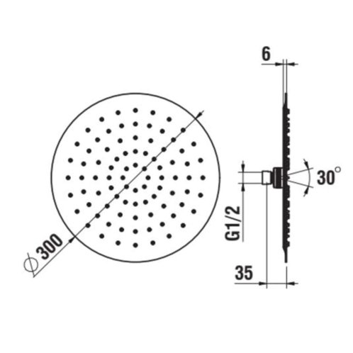 Laufen - Hlavová sprcha 30 cm, kefovaná oceľ H3679810032311