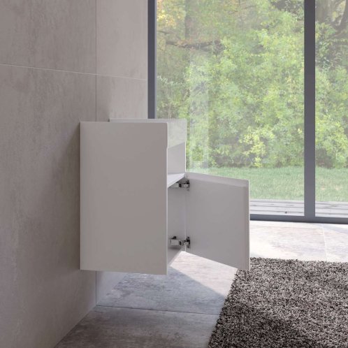 Keuco Stageline - Umývadlová skrinka, 46x63x38 cm, 1 dvierka, pánty vpravo, biela 32822300002