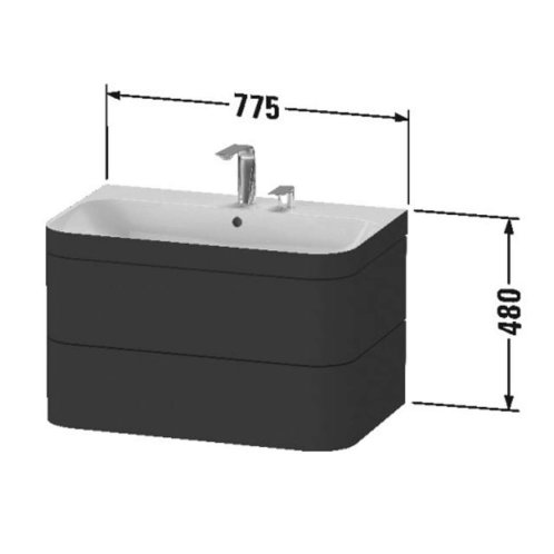 Duravit Happy D.2 Plus - Skrinka s umývadlom, 48x78x49 cm, 2 zásuvky, biela vysoký lesk HP4637O2222