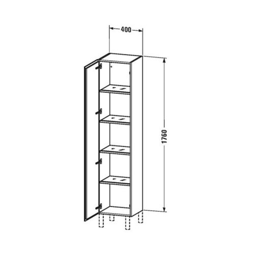 Duravit L-Cube - Vysoká skrinka, 176x40x36 cm, pánty vľavo, biela mat LC1180L1818