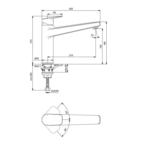 Ideal Standard CeraPlan - Drezová batéria pod okno, chróm BD333AA