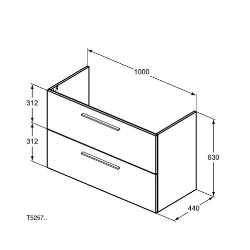 Ideal Standard i.Life A - Skrinka pod umývadlo, 100x44x63 cm, 2 zásuvky, kávový dub T5257NW